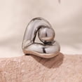 thumbnail image 4 of Round Ball Chunky Gold Ring for Women Layered Statement Ring Exaggerated Oval Thick Dome Finger Band Geometric Stackable Rings Comfort Fit, 4 of 10