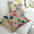 thumbnail image 5 of Buttons flowers kitsch Linen toss pillowcase Decoration pillowcase Gift preferred 24x24" Cushion cover 4 set Sofa pillowcase Sofa bedroom living room car, 5 of 8