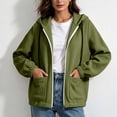 thumbnail image 4 of WIZUTIZ Women's Solid Color Zip Up Hoodie Drawstring Hood Pockets Long Sleeve Casual Jacket Lightweight Fall Spring Outerwear, 4 of 7