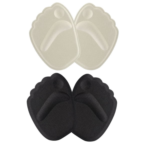 EBTOOLS 2 Pairs Feet pads, Thick Ball of Foot Cushions, 2 Pairs Anti-slip Gel Metatarsal Foot Pads, Black Beige