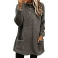 thumbnail image 1 of LUXUR Women Fuzzy Fleece T Shirt Loose Work Tops Dark Gray 3XL, 1 of 2