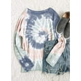 thumbnail image 3 of Women's Casual Color Block Tie Dye Crewneck Long Sleeve Loose Pullover Sweatshirt Tops, 3 of 6