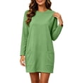thumbnail image 3 of UKHCCC Women's Plus Dress for Women Loose Fit Long Sleeve Shift with Pockets Casual Flowy A-Line Midi Length Soft Cotton Solid Color Work Office Daily S-2XL, 3 of 9