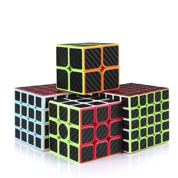 Speed Cube Set, 2x2 3x3 4x4 5x5 Magic Carbon Fiber Cube Bundle, Puzzle Cube Toy Gift for Kids Adult