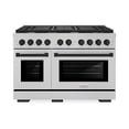 thumbnail image 2 of ZLINE Autograph Edition 48 in. 6.7 cu. ft. Paramount Double Oven Dual Fuel Range with 8 Burner Gas Cooktop in DuraSnow Stainless Steel and Matte Black Accents (SDRSZ-48-MB), 2 of 2