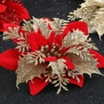 thumbnail image 6 of Dengjunhu 12Pcs Christmas Flowers Artificial 8 Pcs Gold Red Christmas Glitter Poinsettia Flowers Christmas Tree Ornaments Christmas Decorations Xmas Tree Ornaments, 6 of 6