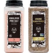 Soeos Fine Grain Himalayan Pink Salt 39oz & Soeos Ground Black Pepper 18oz, Black Pepper and Himalayan Salt Set, Salt and Pepper Set for Grinder Refill