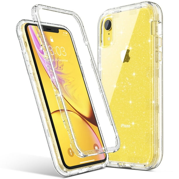 iPhone XR Case, ULAK Stylish Glitter Clear Heavy Duty Hybrid Hard PC
