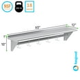 thumbnail image 3 of AmGood 12 in. X 60 in. Stainless Steel Wall Mounted Pot Rack with Shelf and 6 Double Sided Chrome Plated Hooks | NSF, 3 of 5