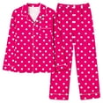 thumbnail image 5 of Mifsaly 2 Piece Pajama Set for Women Valentine Pajamas Matching Outfits Polka-Dot Homewear Button Down Sleepwear Loose Sleep Pants Spring Fall Pjs XXL, 5 of 7