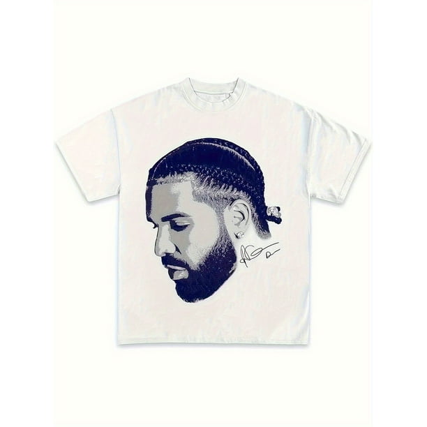 Rap Singer - Men'S T-Shirt Featuring a Graphic of Drake with Braided Hair - Perfect for Concerts And Casual Outings. This Shirt Is Ideal for Drake Enthusiasts, Comfortable Crew Neck Design