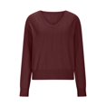thumbnail image 4 of Blmnix Plus Size Sweater Red Wool V-Neck Plus Size Sweater Long Sleeve Clothes, 4 of 5