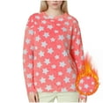 thumbnail image 2 of SMihono Stars Print Plush Sweatshirt for Women Winter Warm Soft Fleece Thermal Pajamas Tops Pullover Long Sleeve Lounge Shirts Hot Pink M, 2 of 7