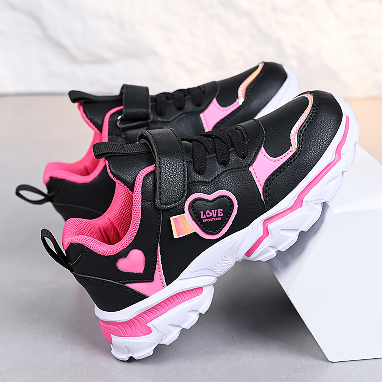 Girl Athletic Shoes Comfort Leather Casual School Shoes Athletic Sneakers for Girls Black (Little kid/Big kid),12