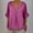 Hot Pink, variant on LADIGASU Women's Cotton And Linen Shirt Solid Color Five Quarter Sleeved Top Casual T-shirt V-neck Shirt