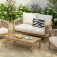 thumbnail image 2 of Christopher Knight Home Modern Outdoor 2 Piece Woven Rope Loveseat Coffee Table Set with Cushions, Solid Wood, Beige, 2 of 11
