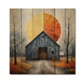 thumbnail image 3 of Designart "Barn consistency Pointillism II" Countryside Print on Natural Pine Wood, 3 of 5