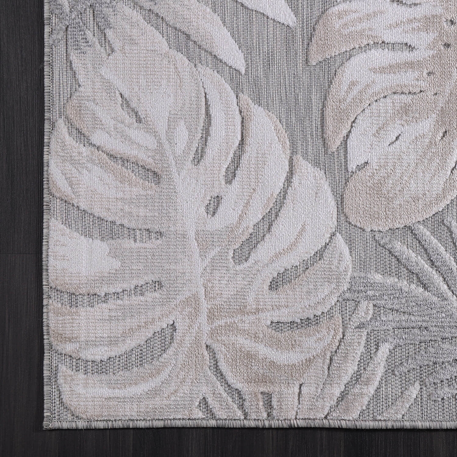 CAMILSON Spring Leaf Tropical Botanical Easy-Cleaning Non-Shedding Washable Outdoor Indoor Area Rug Beige 8x10