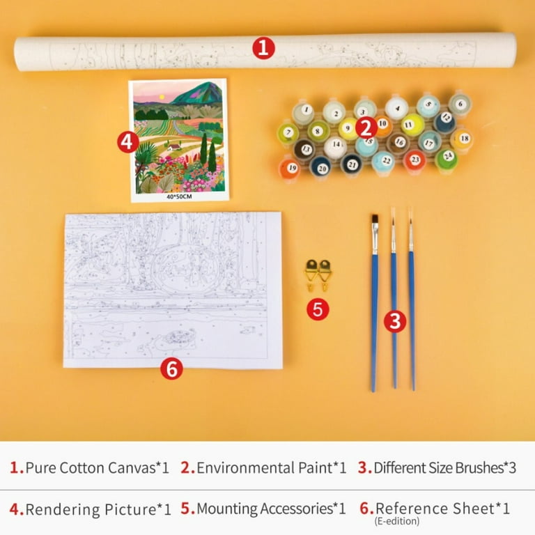 DIY Paint by Numbers Kit for Adults - Flowers, DIY Paint by Numbers  Landscape Scene Paintings Pictures Arts Craft for Home Wall Decor