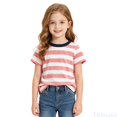 thumbnail image 2 of Fozruso Kid Boys Girls Crewneck Summer Striped T-Shirts Short Sleeve Side Split Design Tee Tops, 2 of 5