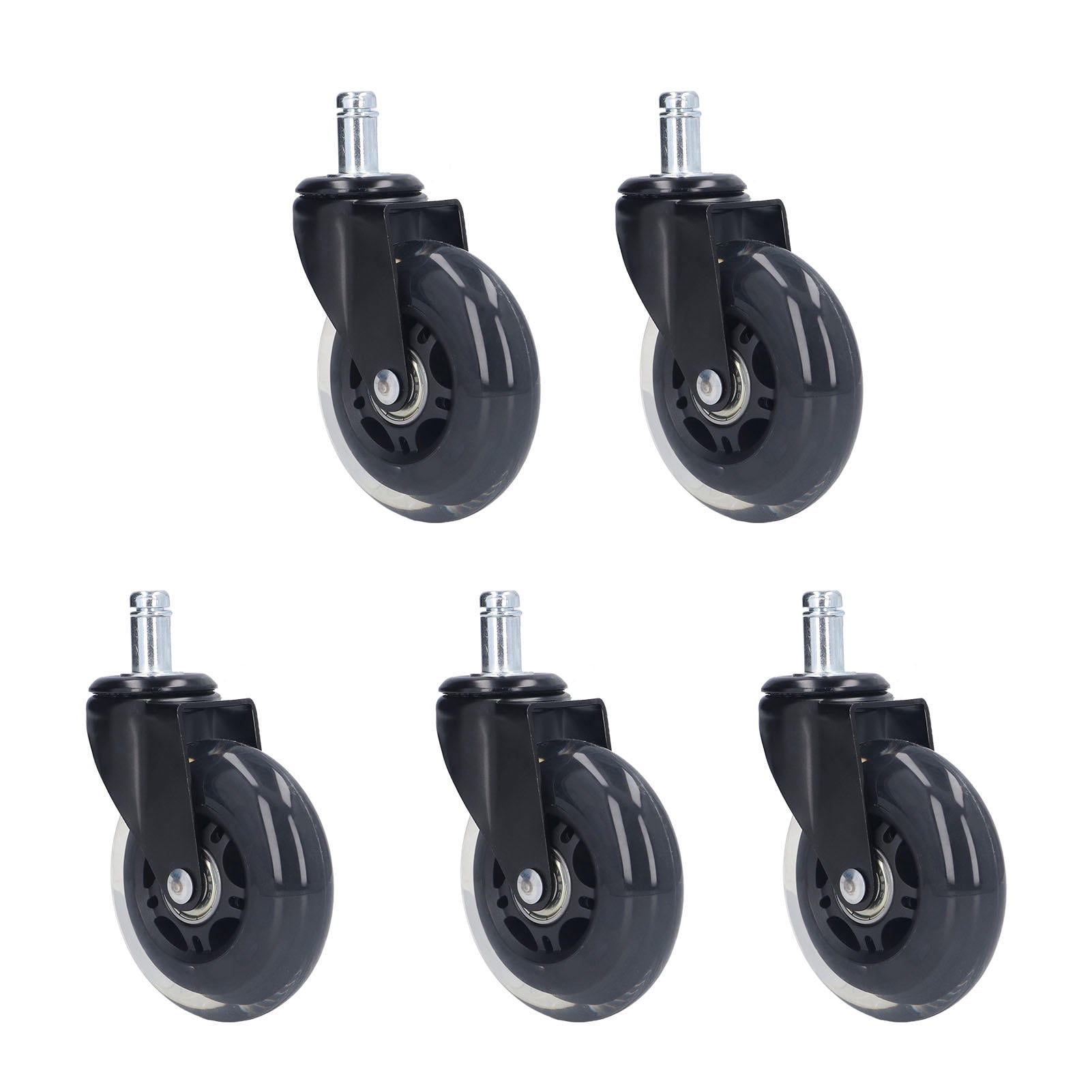 YAHHU 5‑Pack 3″ Noise‑Free Scratch‑Resistant Chair Casters, 360° Rotation, 100‑lb Capacity, Easy Tool‑Free Install, Black