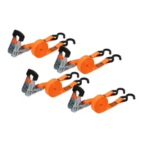 Hyper Tough 1”x14' Tie-Downs Ratchet 1,000lbs Work Load with “S” Hooks 4 - Pack