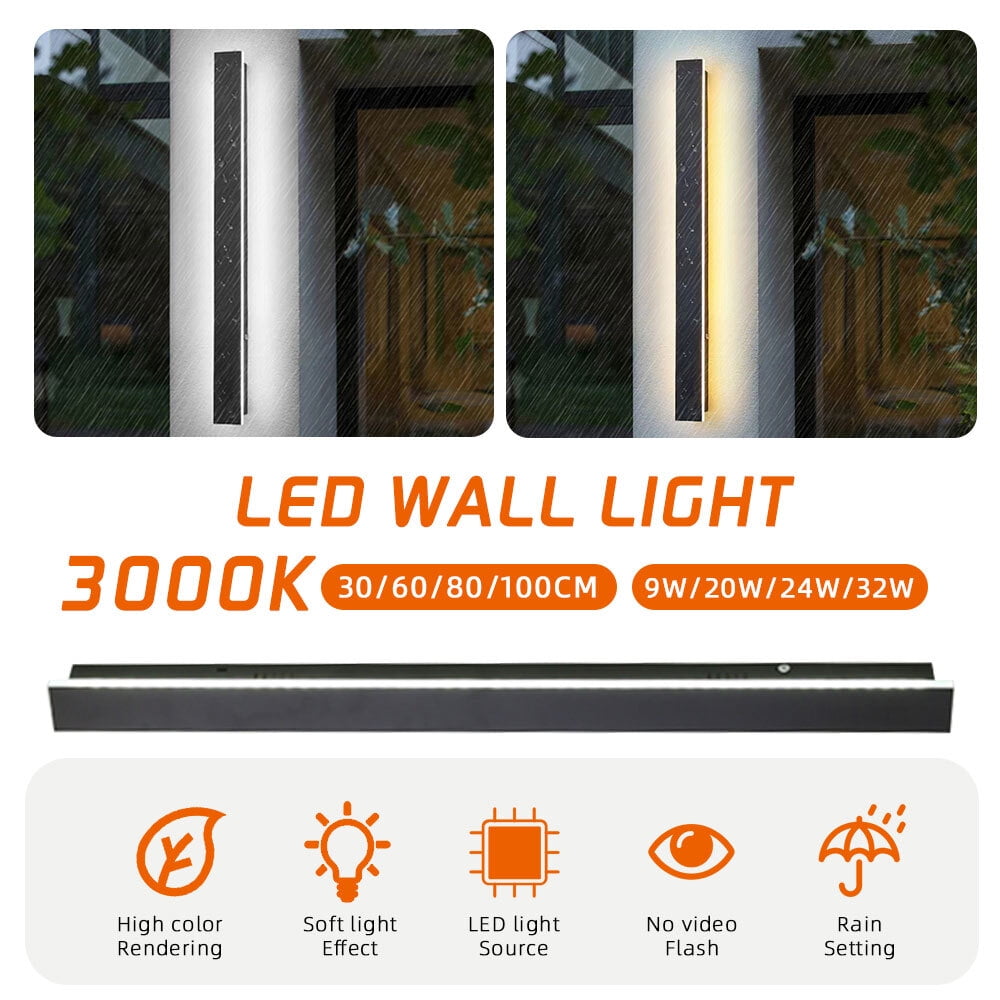 Outdoor Modern Wall Light LED Wall Sconce Fixture Rectangular Black Wall lamp Elegant Frosted IP65 Anti Rust for Proch Background Wall,1 Pack