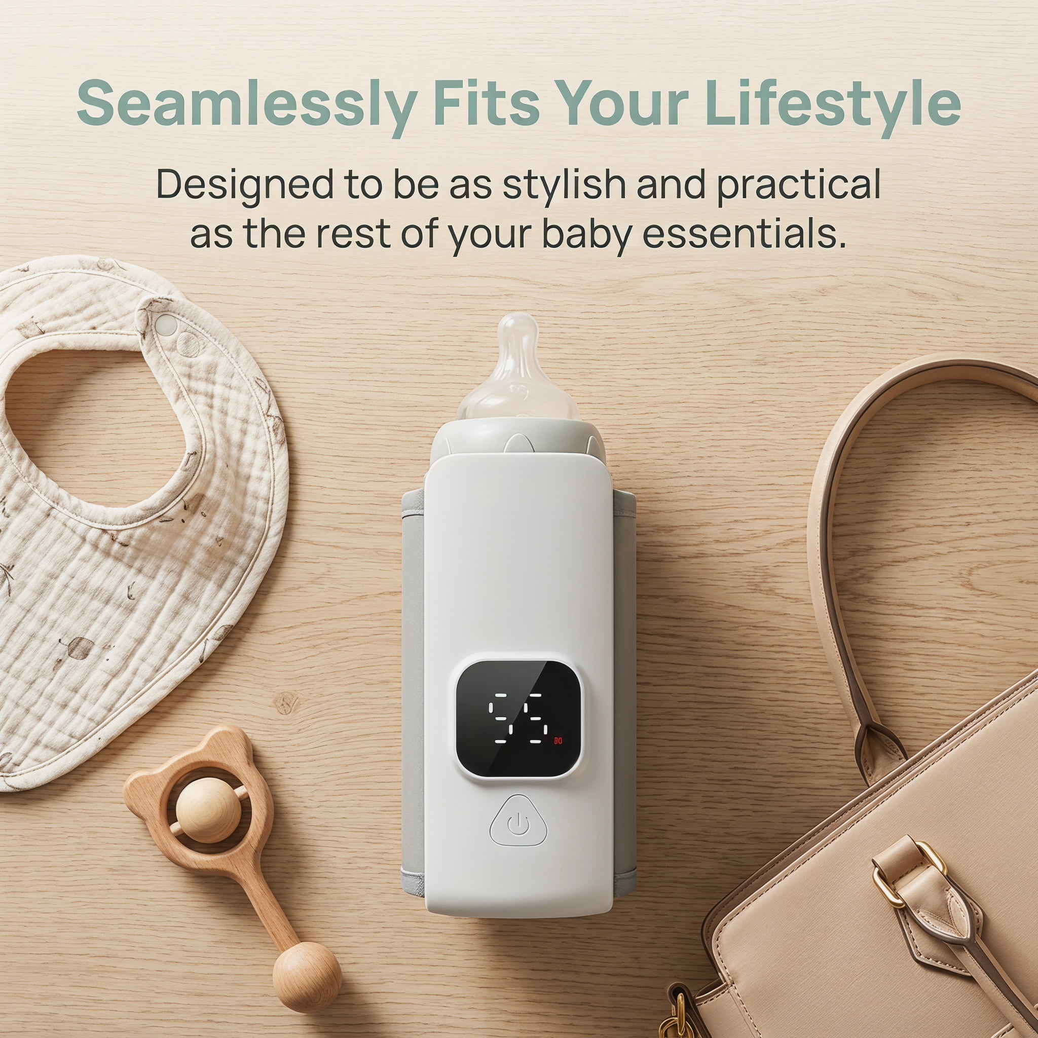 Portable Baby Bottle Warmer with USB Charging, Universal Fit Travel Milk Heat Keeper, Constant Temperature Breast Milk & Formula Heater for On-the-Go Feeding, Diaper Bag Essential
