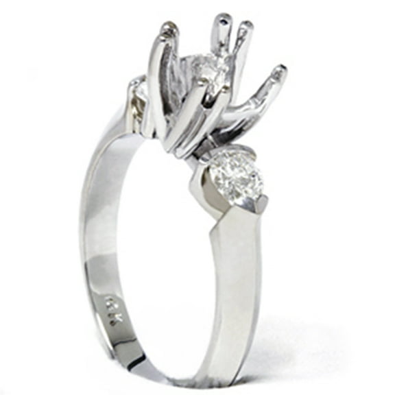Pompeii Pear Shape Diamond Engagement Mount Ring Setting 14K White Gold (G/H,I1)