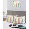 thumbnail image 4 of Easter Bunny Pillow Cases Standard Size Set of 2 - Microfiber Bed Throw Pillow Covers, Easter Eggs Spring Watercolor Bows Flower Decorative Lumbar Pillow Cover with Envelope Closure for Sofa 20"x26", 4 of 6
