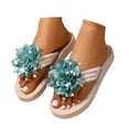 thumbnail image 3 of Bibifish Womens Flip Flops Flower Decor Flat Sole Thong Sandals Casual Lightweight Summer Beach Slippers, 3 of 7