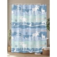 thumbnail image 4 of Fsddascl Blue Christmas Shower Curtain Set - 48" x 72" Washable Bathtub Curtain with 12 Hooks, Xmas Elk Snowflake Tree Waterproof Fabric Stall Shower Curtains for Bathroom/Bathtub Décor, 4 of 6