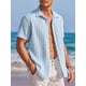 thumbnail image 5 of Sunloudy Camisa casual de verano para hombre, color sólido, plisada, manga corta, solapa, botones, casual Sunloudy moda, 5 of 9