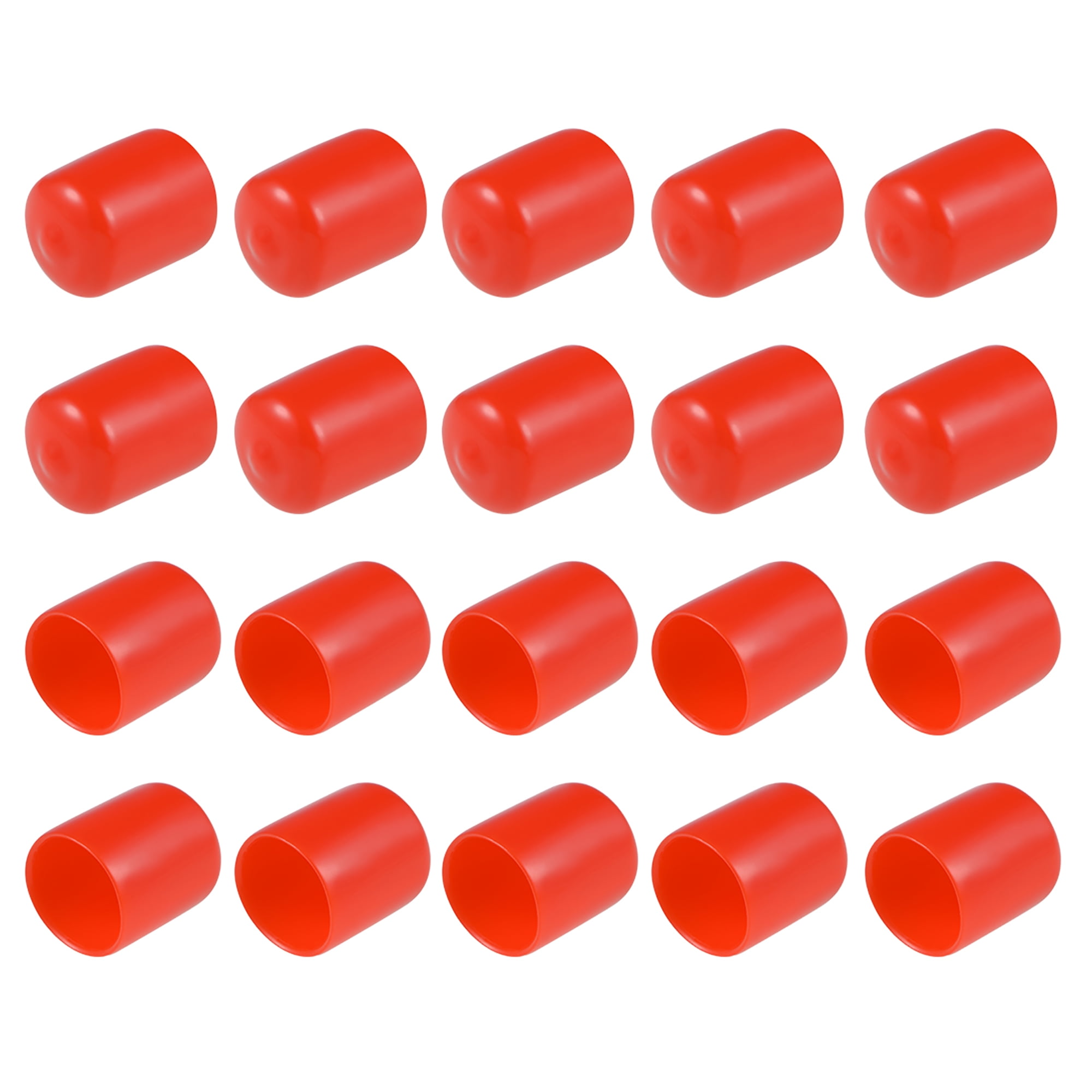 Rubber End Caps, 20mm ID 30mm Length Round End Cap Cover Red Screw Thread Protectors 20pcs