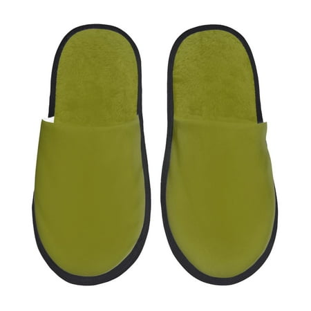 Balery Olive Slient Indoor Furry Fleece Comfort House Shoes Soft Non-Slip Home Shoes Cotton slippers House Slippers-- Large