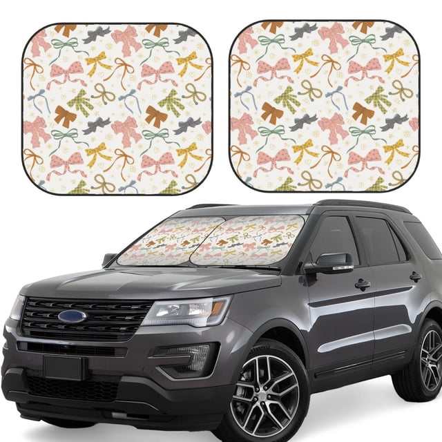 Saiise Colorful Bow Knots1 for Foldable Car Sun Shades (2-Pack) Offer Sun Protection with an Easy-fold Design for Convenient Windshield Shading-Small