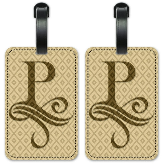 Letter "P" Monogram - Luggage ID Tags / Suitcase Identification Cards - Set of 2