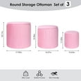 thumbnail image 5 of Round Set of 3 Ottoman with Storage-Upholstered Velvet Vanity Stool for Makeup Multifunctional Ottomans Coffee Table Padded Seat Foot Rest for Living Room&Bedroom, 5 of 16