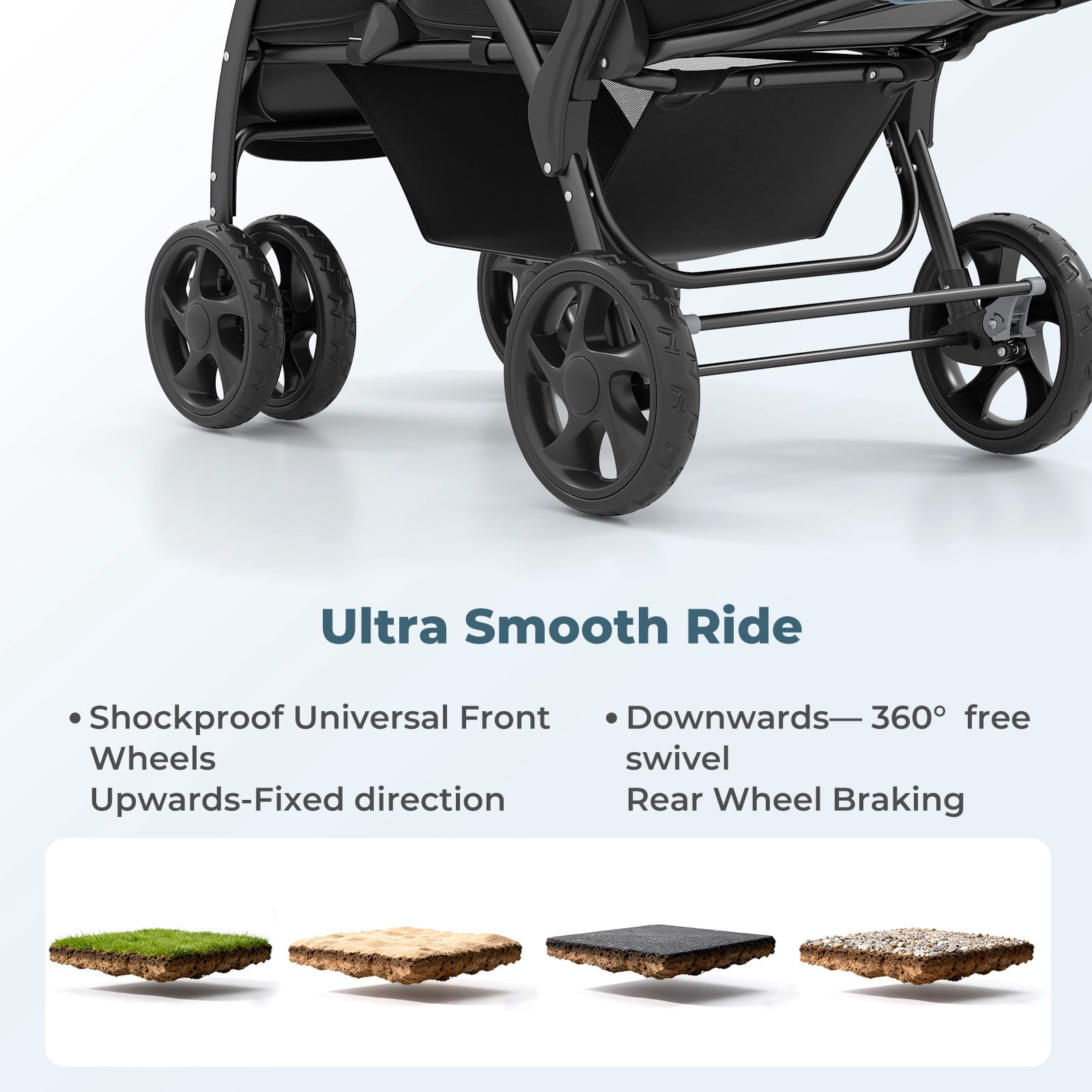 INFANS Double Stroller, Foldable Baby Tandem Stroller with Djustable Backrest Canopy Footrest, 5-Point Harness, Storage Basket, Convertible Compact Lightweight Twin Stroller for Infants and Toddlers