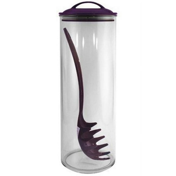 Reston Lloyd Spaghetti/Pasta Acrylic Canister with Matching Spaghetti Fork - Plum
