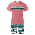 thumbnail image 4 of VBTAPA Men's 2 Piece Outfits Hawaiian Tropical Graphic T Shirt and Shorts Set Summer Beach Vacation Sets with Pockets Daily Sales Pink XXL, 4 of 6
