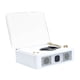 thumbnail image 1 of Reproductor de discos de vinilo, dispositivo para escuchar música, regalo, altavoz decorativo resistente, reproductor inalámbrico de tocadiscos para acampar, interior y hogar. Blanco, 1 of 9