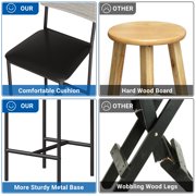 Bar Stools Set of 4, Kitchen Bar Stools with Footrest, PU Upholstered Counter Height Barstools, Bar Chairs with Back for Dining Room, Kitchen, Party, Apartment, Counter Bar, Easy Assembly