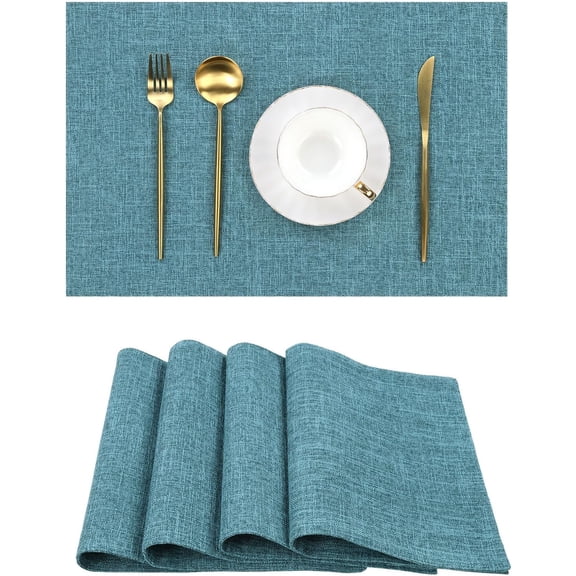 Woven Fabric Placemats Set of 4 Heat Resistant Place Mats Non Slip Washable Double Layer Cloth Placemats Reversible Table Mats Kitchen Dining Table Decor