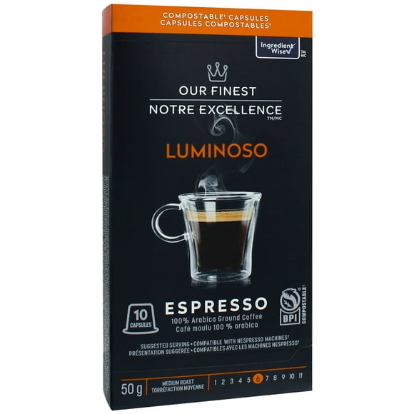 Our Finest Luminoso Medium Roast Pods for Nespresso, 50 g