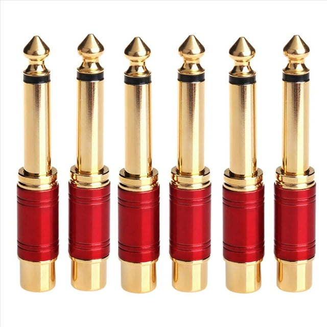 6.35mm 1/4 Inch Male Mono to Female Interconnect Audio Adapter Conversion Plug (Red 6 Pack),6 x TS to RCA Audio Adapter,red