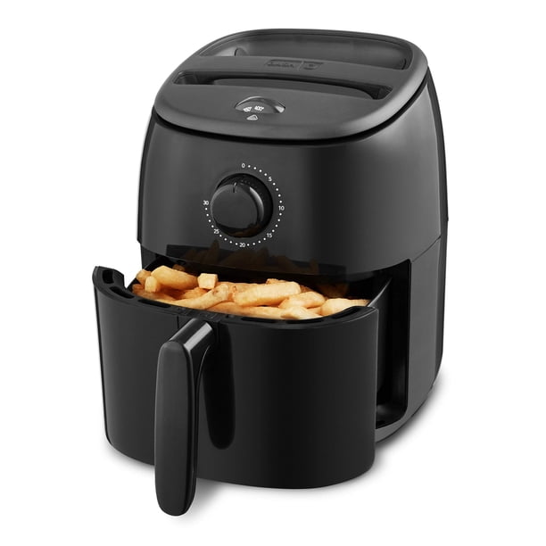 Horno freidora de aire eléctrica DASH Tasti-Crisp de 2,6 cuartos de galón. Negro - Freidora de aire compacta para alimentos más saludables en minutos Ideal para espacios pequeños - Apagado automático Dash NA