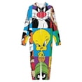 thumbnail image 3 of Looney Tunes Cartoons Men's Hooded Jumpsuit - Zip Up One Piece Pajamas Soft Cozy Winter Warm Plush Loungewear, 3 of 8