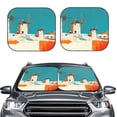 thumbnail image 2 of Balery Colorful Greek Windmills Parasol para parabrisas de coche de 2 piezas | Parasol plegable para parabrisas delantero de coche para la mayoría de sedanes-Small, 2 of 6