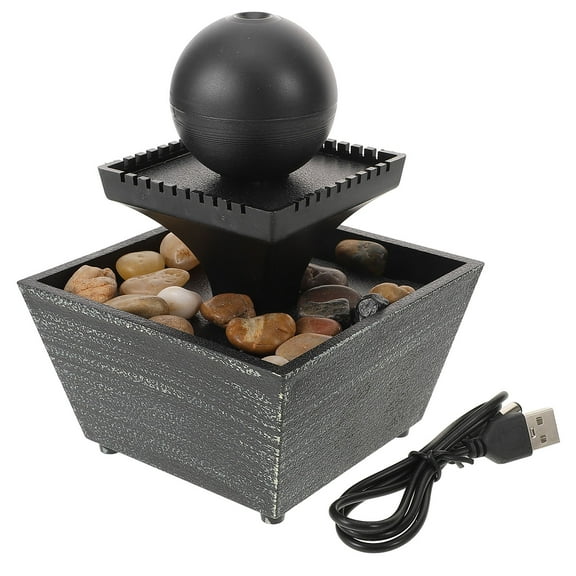 GOOHOCHY Black Resin Indoor Water Fountain Decorative Tabletop Fountain for Home and Office Decor 15.0 Inches